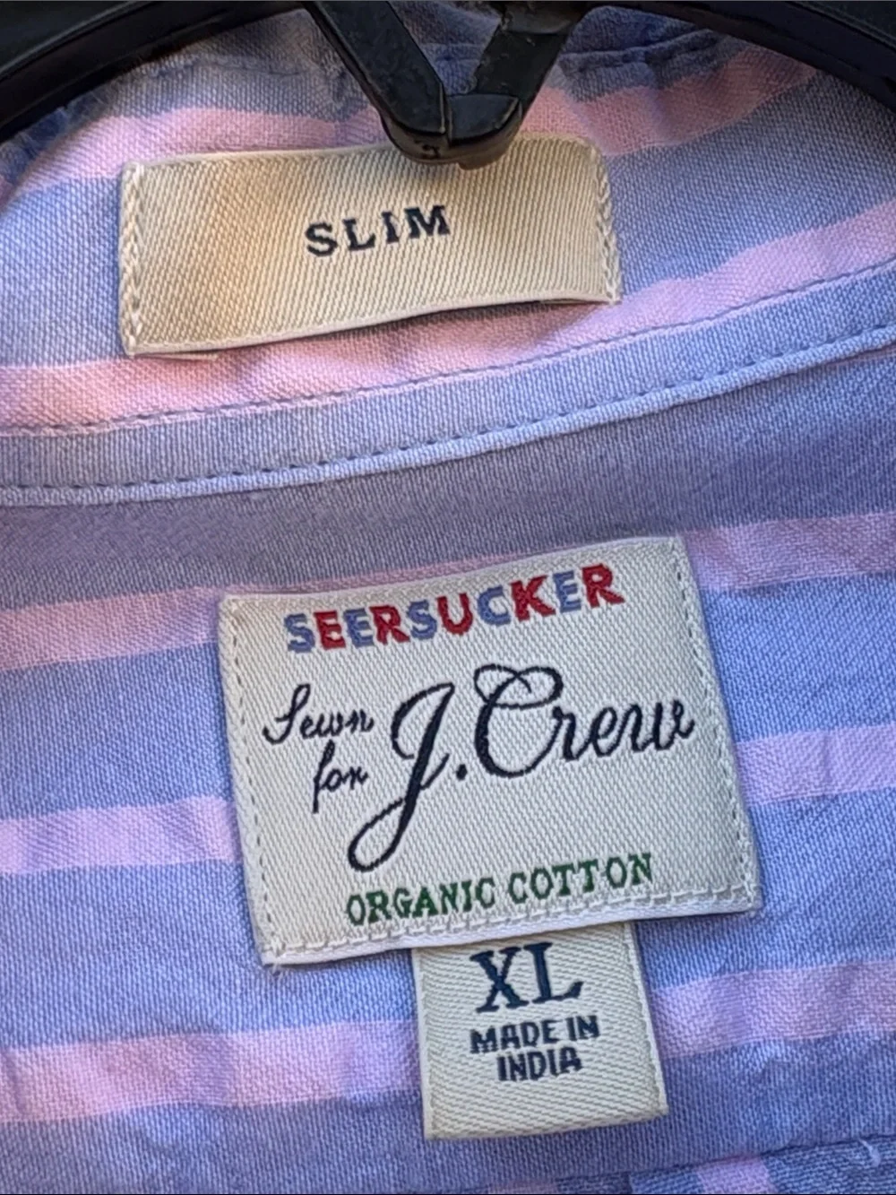 J. Crew XL organic cotton seersucker dress shirt!!